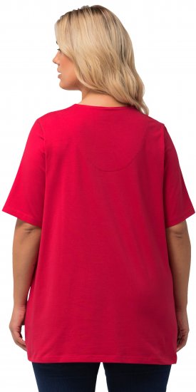 Ulla Popken Essential Notch Neck Stretch Tee Red - Pólók - 