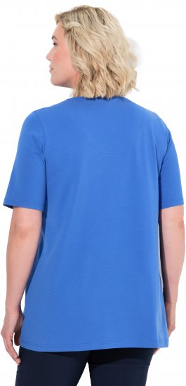 Ulla Popken Essential Notch Neck Stretch Tee Peacock Blue - Pólók - 