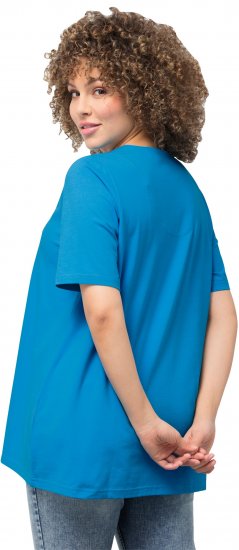 Ulla Popken Essential Notch Neck Stretch Tee Sapphire Blue - Pólók - 