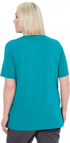 Ulla Popken Essential Notch Neck Stretch Tee Teal - Pólók - 