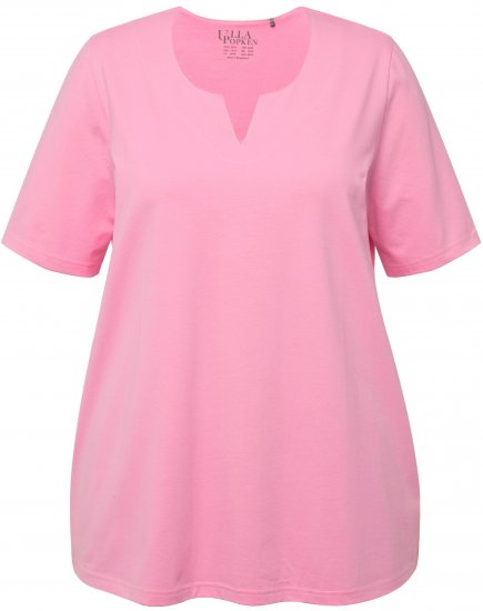Ulla Popken Essential Notch Neck Stretch Tee Light Pink - Pólók - 