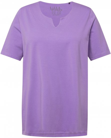 Ulla Popken Essential Notch Neck Stretch Tee Pale Lilac - Pólók - 