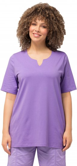 Ulla Popken Essential Notch Neck Stretch Tee Pale Lilac - Pólók - 