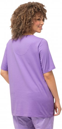 Ulla Popken Essential Notch Neck Stretch Tee Pale Lilac - Pólók - 
