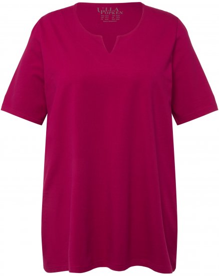 Ulla Popken Essential Notch Neck Stretch Tee Magnolia Red - Pólók - 
