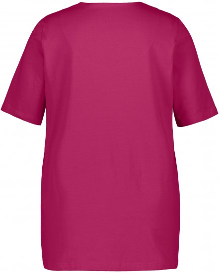 Ulla Popken Essential Notch Neck Stretch Tee Magnolia Red - Pólók - 
