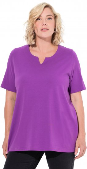 Ulla Popken Essential Notch Neck Stretch Tee Purple - Pólók - 