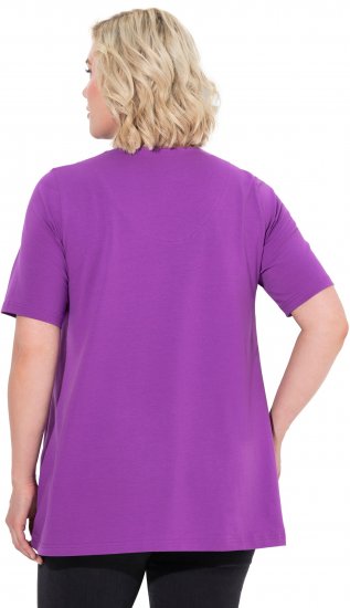 Ulla Popken Essential Notch Neck Stretch Tee Purple - Pólók - 