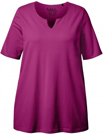 Ulla Popken Essential Notch Neck Stretch Tee Berry - Pólók - 