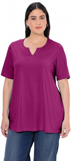 Ulla Popken Essential Notch Neck Stretch Tee Berry - Pólók - 