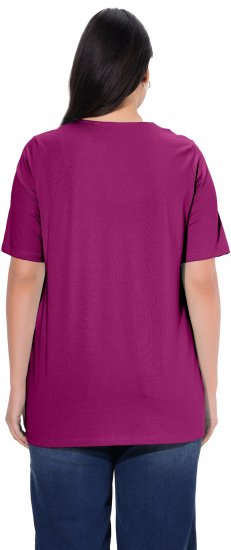 Ulla Popken Essential Notch Neck Stretch Tee Berry - Pólók - 