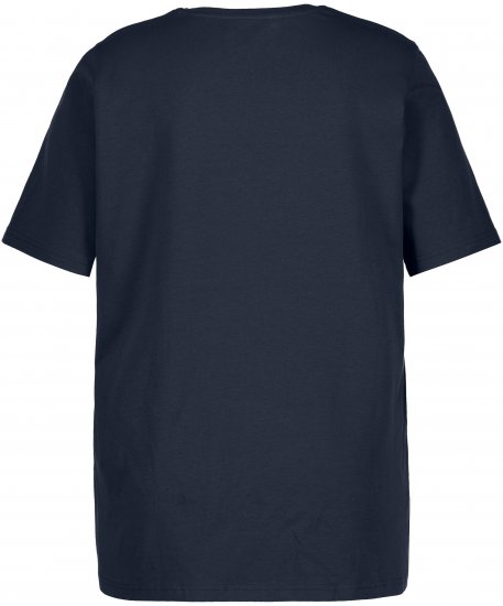 Ulla Popken Essential Round Neck Stretch Tee Navy Blue - Pólók - 