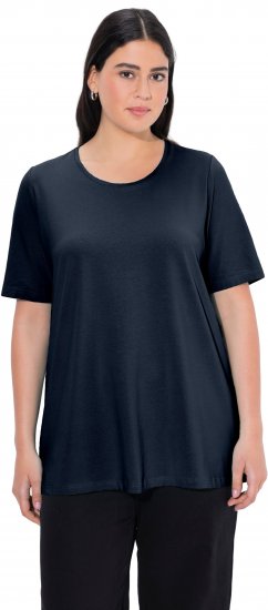 Ulla Popken Essential Round Neck Stretch Tee Navy Blue - Pólók - 