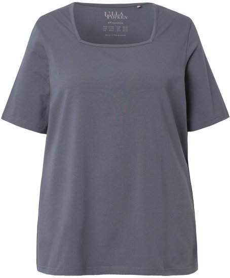Ulla Popken Essential Square Neck Stretch Tee Graphite Grey - Pólók - 