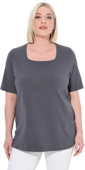 Ulla Popken Essential Square Neck Stretch Tee Graphite Grey - Pólók - 
