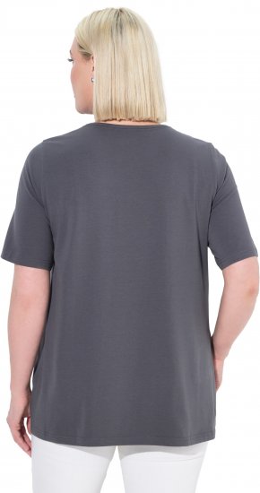 Ulla Popken Essential Square Neck Stretch Tee Graphite Grey - Pólók - 