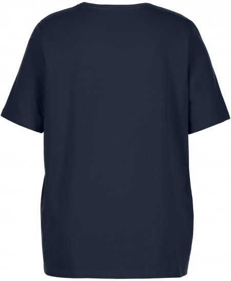 Ulla Popken Essential Square Neck Stretch Tee Navy Blue - Pólók - 
