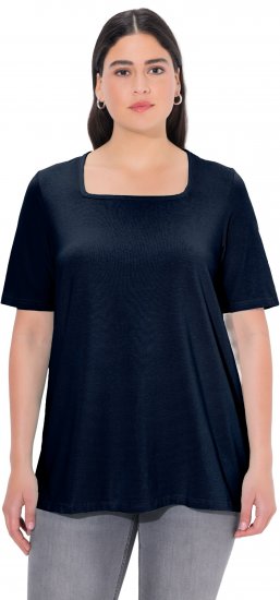 Ulla Popken Essential Square Neck Stretch Tee Navy Blue - Pólók - 