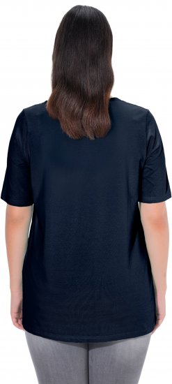 Ulla Popken Essential Square Neck Stretch Tee Navy Blue - Pólók - 