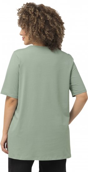 Ulla Popken Essential Square Neck Stretch Tee Light Moss Green - Pólók - 