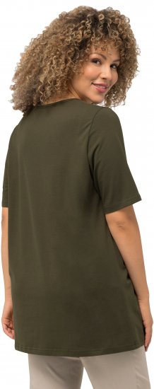Ulla Popken Essential Square Neck Stretch Tee Forest Green - Pólók - 