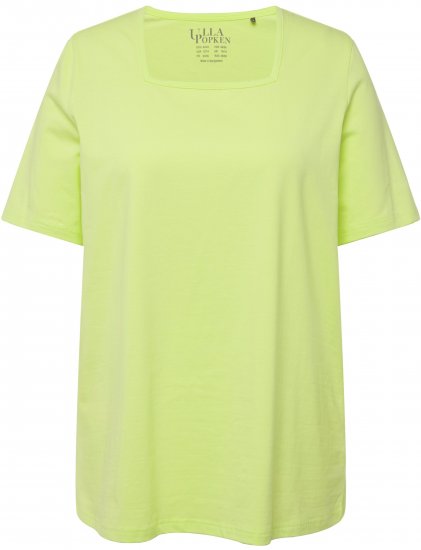 Ulla Popken Essential Square Neck Stretch Tee Lime Green - Pólók - 