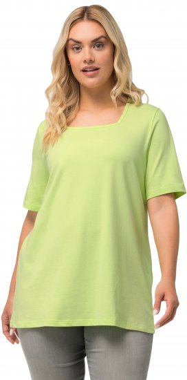 Ulla Popken Essential Square Neck Stretch Tee Lime Green - Pólók - 