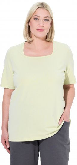 Ulla Popken Essential Square Neck Stretch Tee Pistachio - Pólók - 