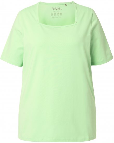 Ulla Popken Essential Square Neck Stretch Tee Light Green - Pólók - 