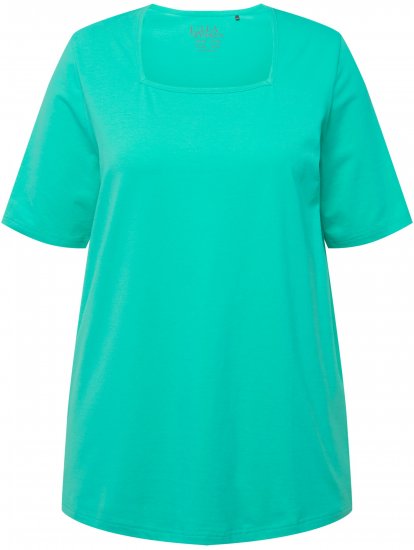 Ulla Popken Essential Square Neck Stretch Tee Turquoise Green - Pólók - 