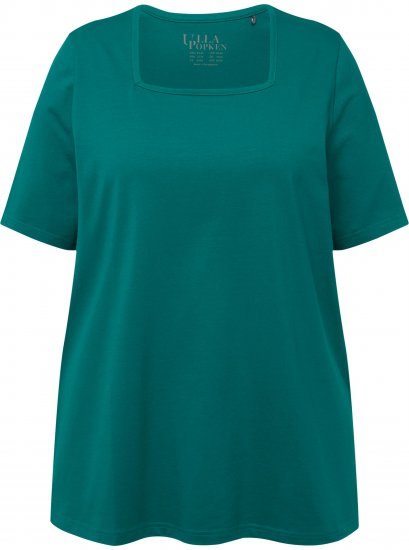 Ulla Popken Essential Square Neck Stretch Tee Emerald - Pólók - 