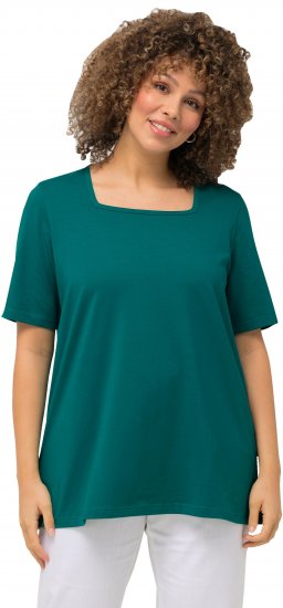 Ulla Popken Essential Square Neck Stretch Tee Emerald - Pólók - 