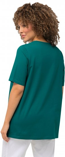 Ulla Popken Essential Square Neck Stretch Tee Emerald - Pólók - 