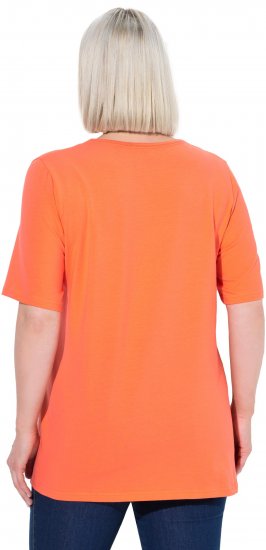Ulla Popken Essential Square Neck Stretch Tee Coral Pink - Pólók - 