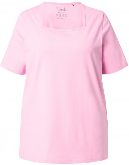 Ulla Popken Essential Square Neck Stretch Tee Pink - Pólók - 