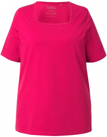 Ulla Popken Essential Square Neck Stretch Tee Dark Raspberry - Pólók - 