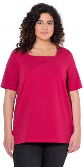 Ulla Popken Essential Square Neck Stretch Tee Dark Raspberry - Pólók - 