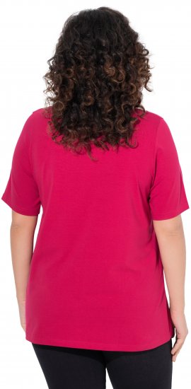 Ulla Popken Essential Square Neck Stretch Tee Dark Raspberry - Pólók - 