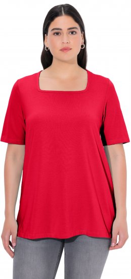 Ulla Popken Essential Square Neck Stretch Tee Red - Pólók - 