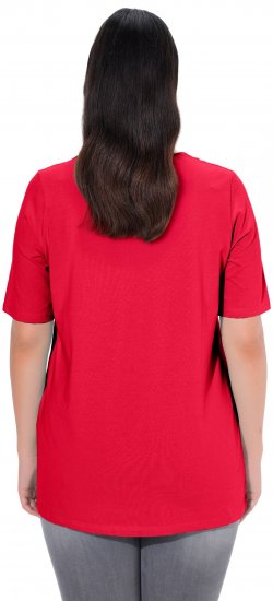 Ulla Popken Essential Square Neck Stretch Tee Red - Pólók - 