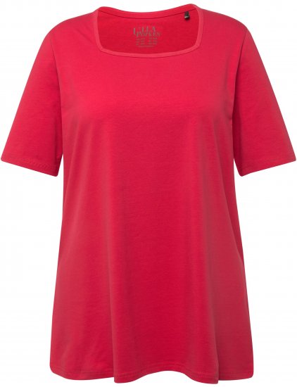 Ulla Popken Essential Square Neck Stretch Tee Dark Pink - Pólók - 