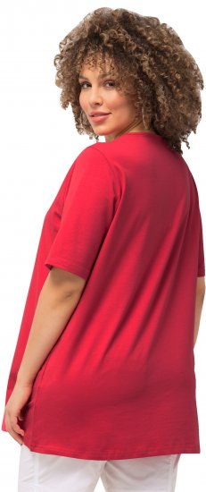 Ulla Popken Essential Square Neck Stretch Tee Dark Pink - Pólók - 