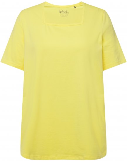 Ulla Popken Essential Square Neck Stretch Tee Lemon Yellow - Pólók - 