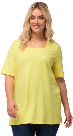 Ulla Popken Essential Square Neck Stretch Tee Lemon Yellow - Pólók - 