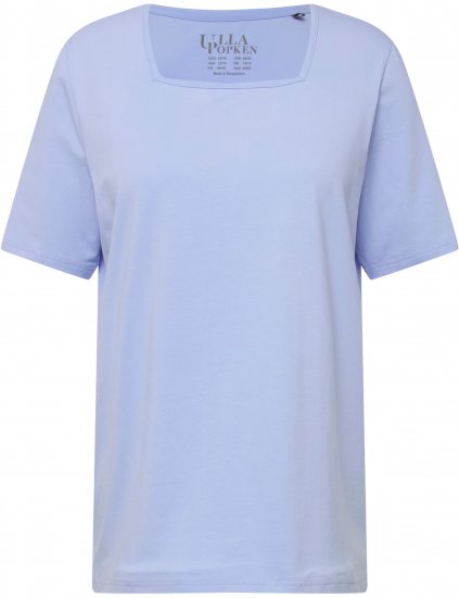 Ulla Popken Essential Square Neck Stretch Tee Sky Blue - Pólók - 