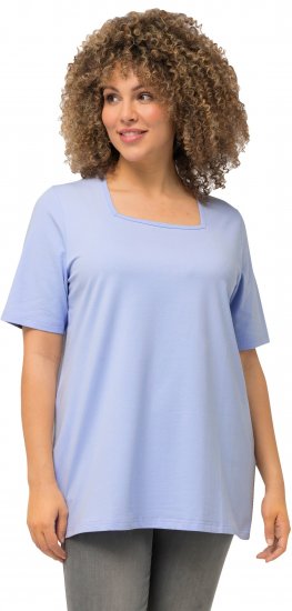 Ulla Popken Essential Square Neck Stretch Tee Sky Blue - Pólók - 