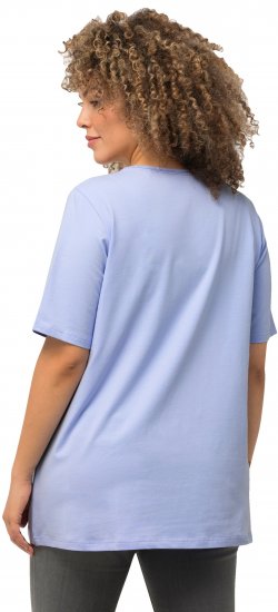 Ulla Popken Essential Square Neck Stretch Tee Sky Blue - Pólók - 