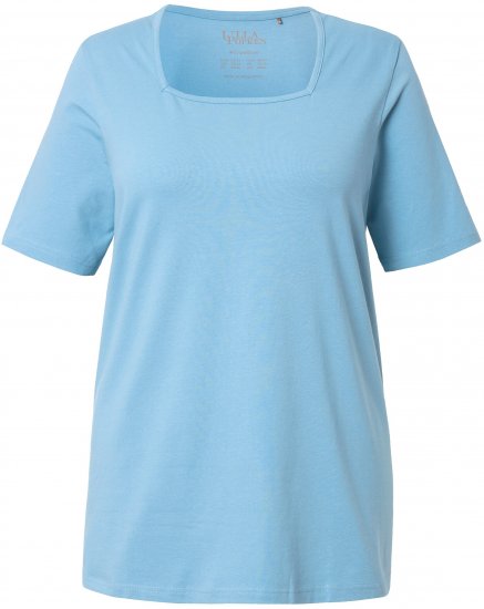 Ulla Popken Essential Square Neck Stretch Tee Light Teal - Pólók - 