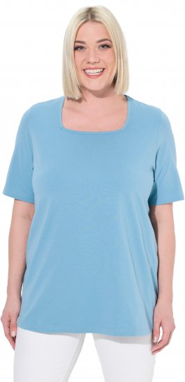 Ulla Popken Essential Square Neck Stretch Tee Light Teal - Pólók - 