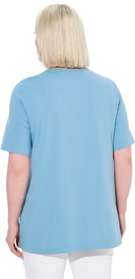 Ulla Popken Essential Square Neck Stretch Tee Light Teal - Pólók - 